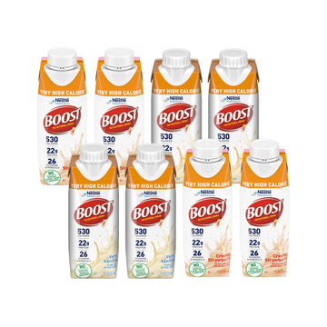 Boost Very High Calorie Nutritional Drink (8 Fl Oz (Pack of 8), Vanilla & Strawberry)