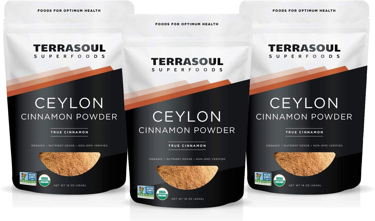 Terrasoul Superfoods Organic Ceylon Cinnamon Powder, 3 Lbs - Lab-Tested for Authenticity | Premium Quality and Flavor