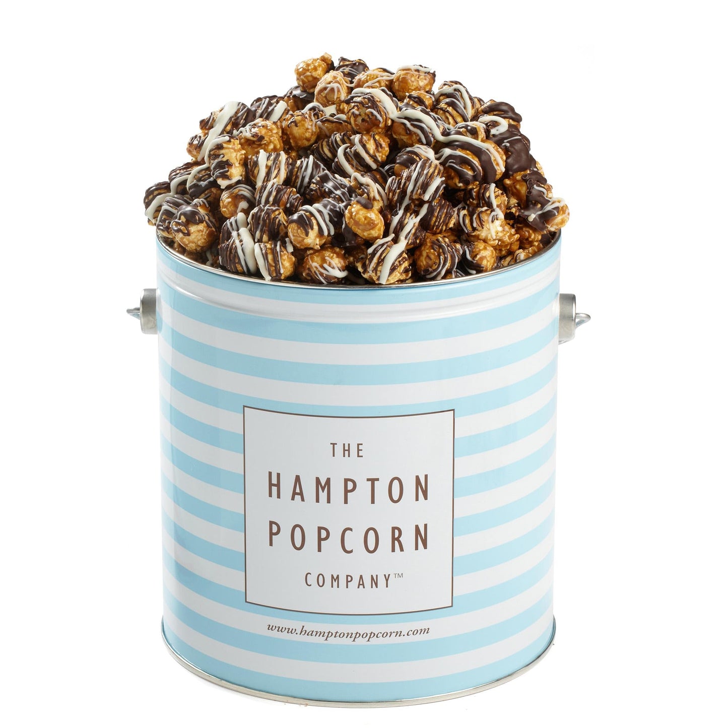 White & Dark Chocolate Swirl Popcorn Tin, 24.5 Ounce Popcorn 1 Gallon Tin, Gourmet Popcorn Gift, Birthday Gifts, The Hampton Pop