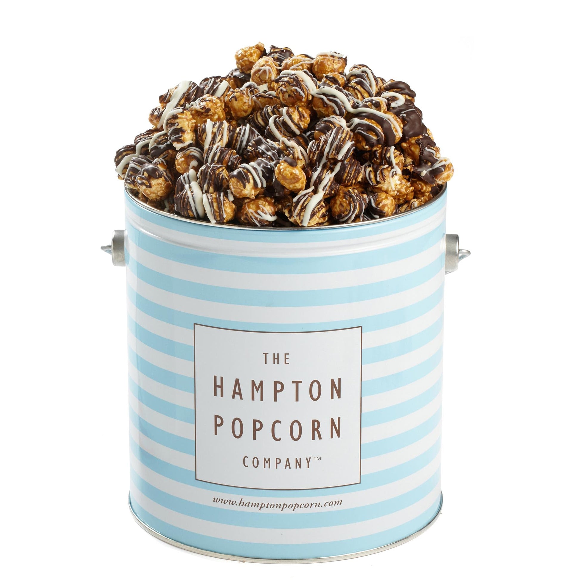 White & Dark Chocolate Swirl Popcorn Tin, 24.5 Ounce Popcorn 1 Gallon Tin, Gourmet Popcorn Gift, Birthday Gifts, The Hampton Pop
