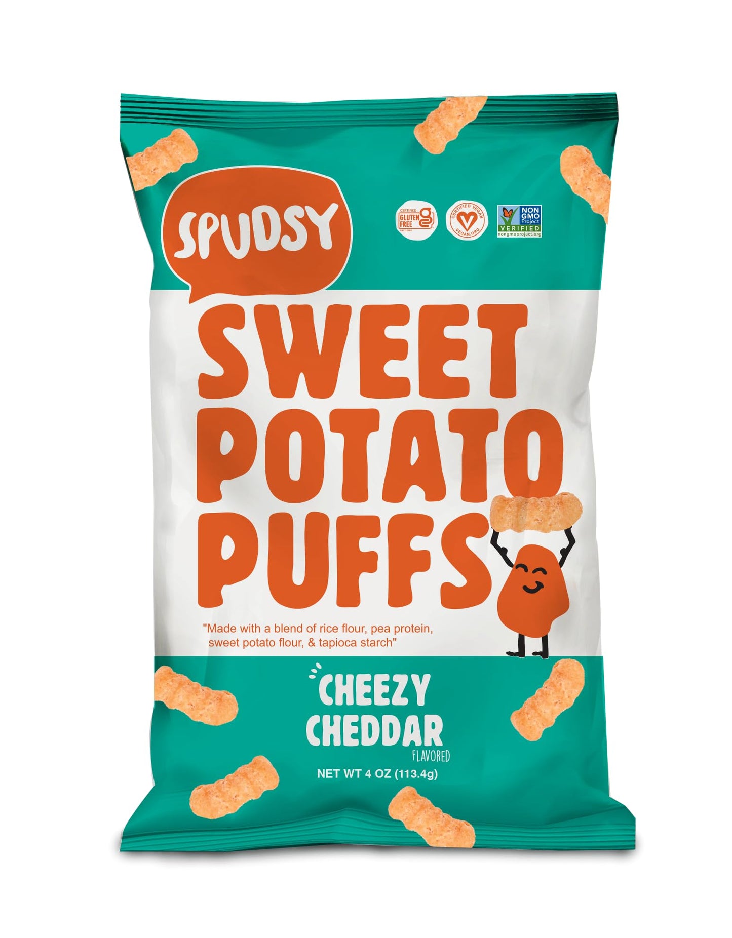 Spudsy Cheesy Cheddar Sweet Potato Puffs, 4 Oz, Pack of 1, No Color, Model SU01