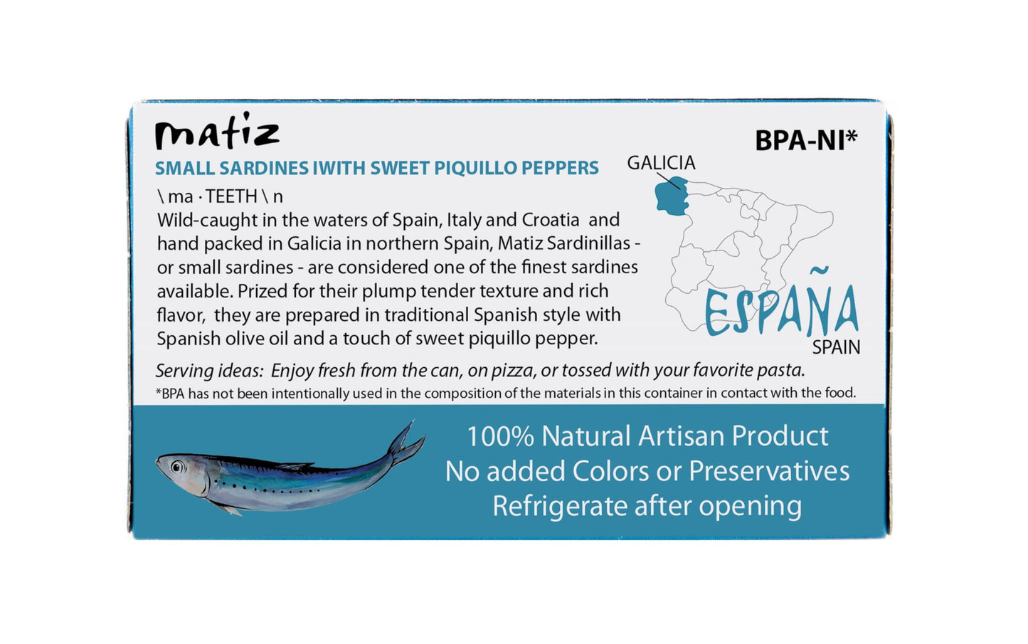 Matiz Sardinillas with Piquillo Peppers | Baby Sardines 3 Ounce | Product of Spain | Wild Caught | Gluten Free |