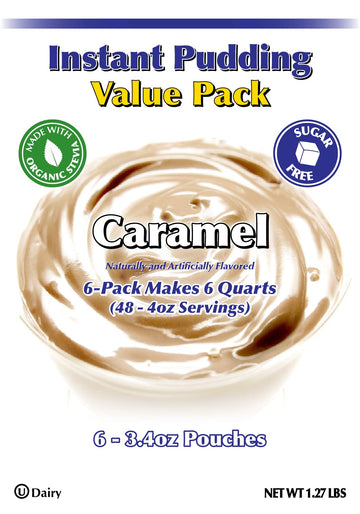 Gramzero Caramel Sugar Free Pudding Mix 6-Pack, Great For Nutrition Club Meal Replacement Shakes, Low Calorie Dessert, Stevia Sw