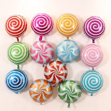 21 pcs Halovin 18 Sweet Candy Balloons - Colorful Round Lollipop Balloons for Birthday & Wedding Parties, Green, Orange, Pink, Purple, Red, Sky Blue