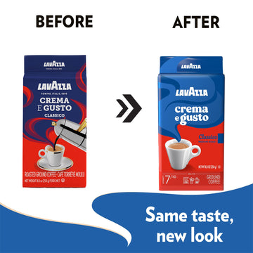 Lavazza Crema E Gusto Ground Coffee, Medium Roast, Arabica And Robusta Blend, 8.8 Oz Brick (Pack Of 20)