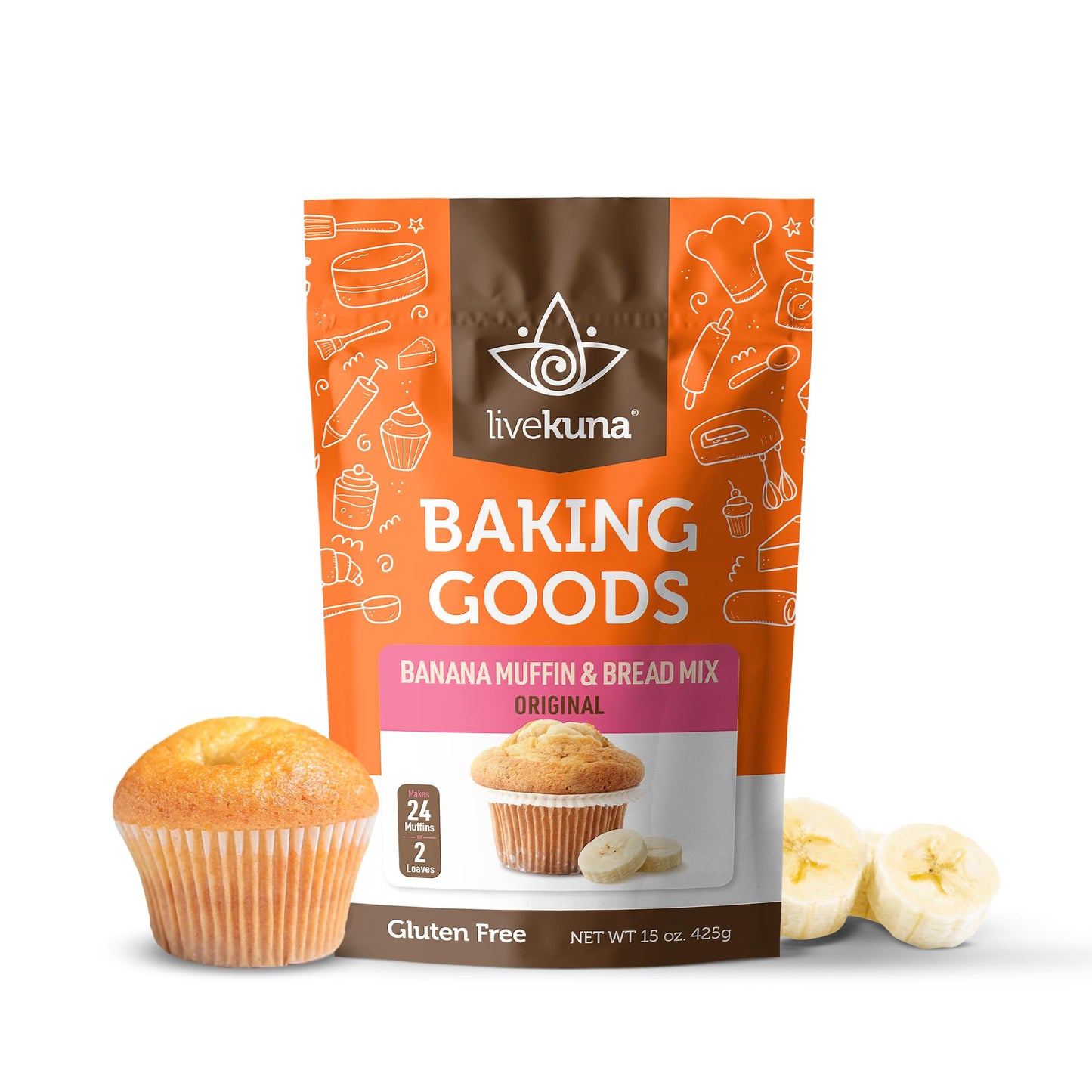 Livekuna - Banana Bread Mix, Banana Muffin Baking Mix, Banana Flavoured Muffin Mixes For Baking, Great For Any Muffin & Banana B