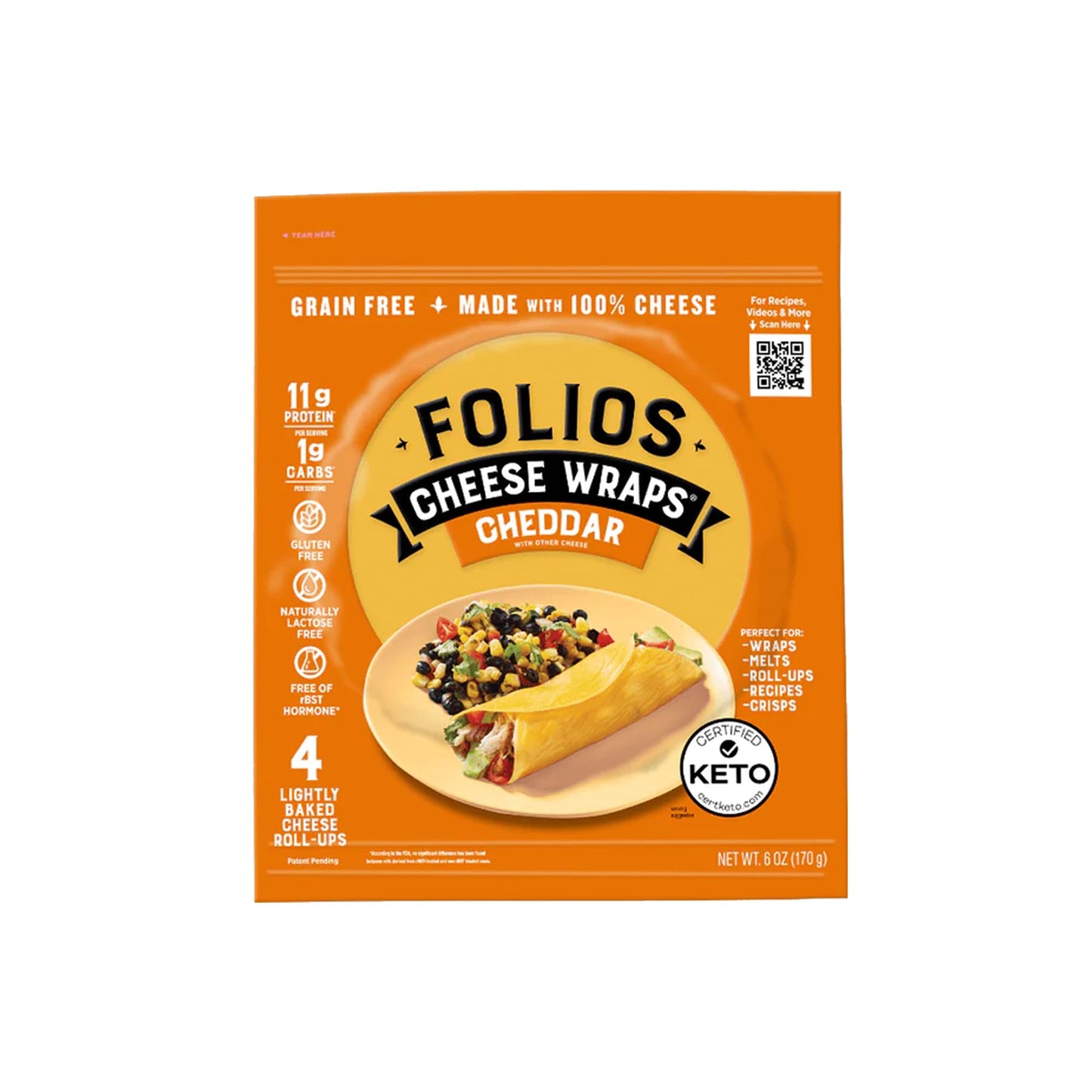 Folios 100% All Natural Cheese Wraps | Parmesan, Cheddar and Jarlsberg Flavor | Gluten Free, Grain Free and Naturally Lactose Fr