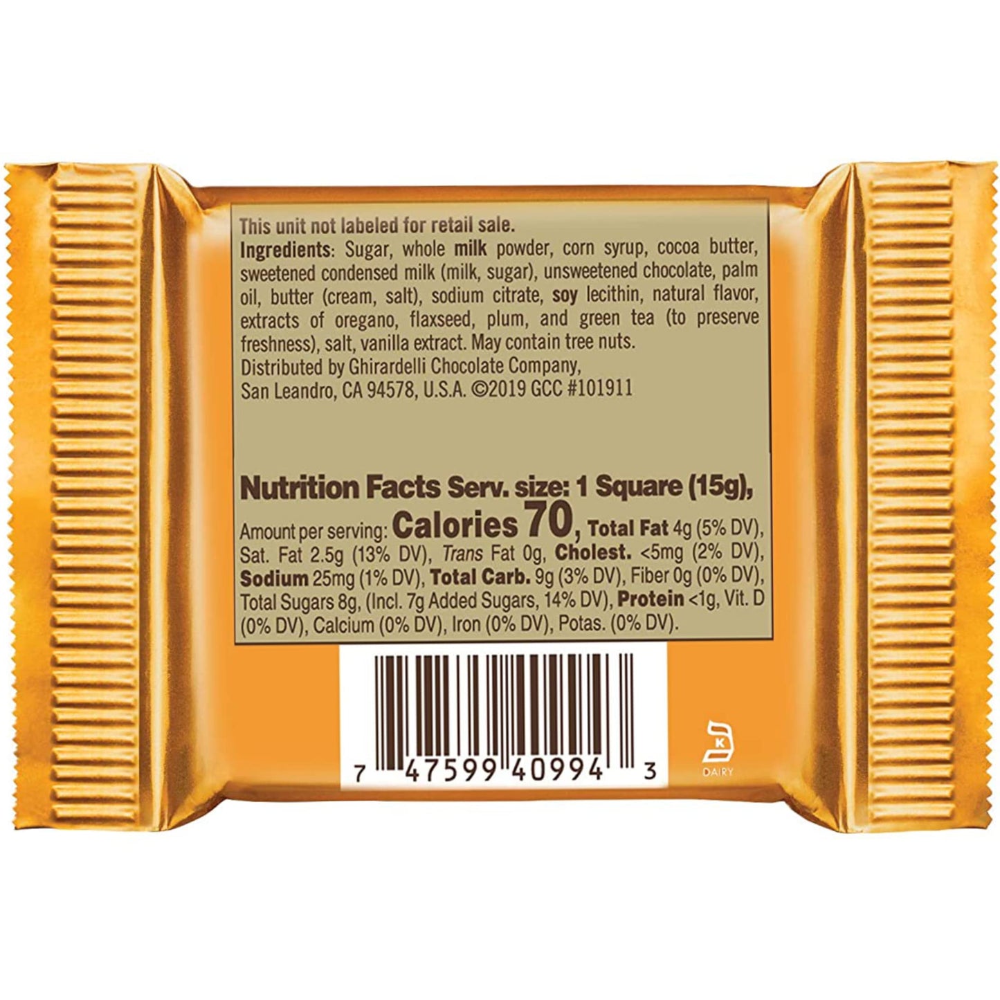 Ghirardelli Milk & Caramel Chocolate Squares, 0.53 Ounce, 50 Count