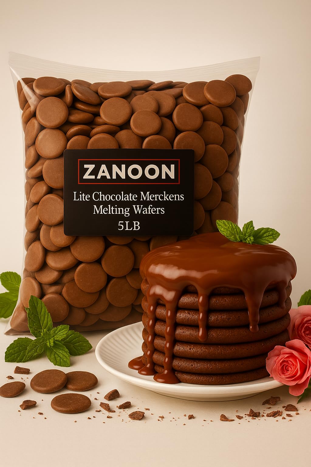 Milk Chocolat Melting Wafers - 5Lb Cocoa Lite By Zanoon Top-Grade Chocolate For Molding  Dipping  Baking & Decorating Smooth & Creamy Melts - 80Oz Bag Coating Melting Wafers (Milk Chocolate)