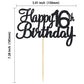 Gyufise 1Pack Happy 16Th Birthday Cake Topper Black Glitter Happy 16 Birthday Cupcake Topper 16 Birthday Cake Decoration For Che