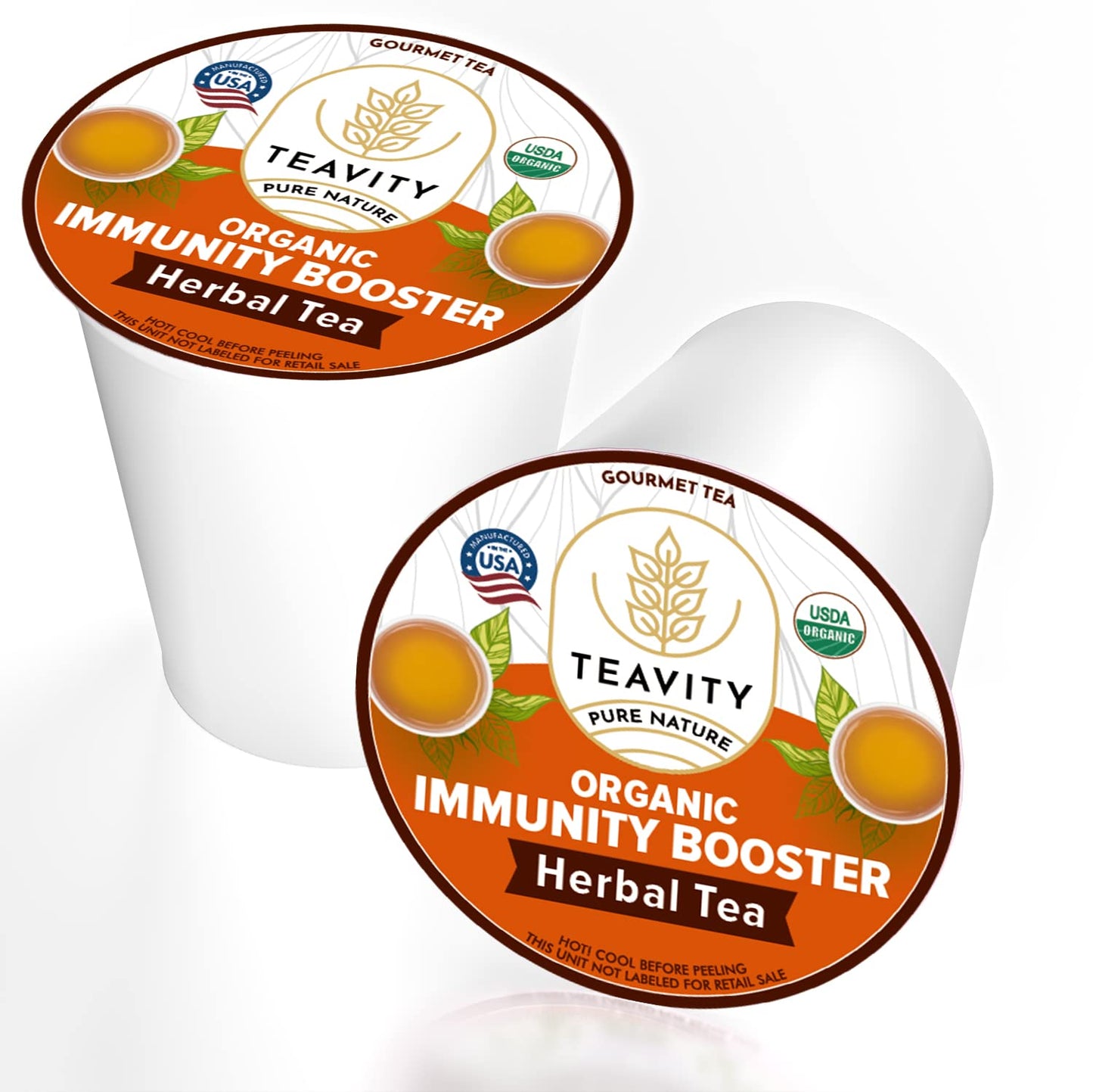Teavity Organic Ginger Tea Pod with Echinacea, Turmeric, Licorice, Decaf, 36 Count