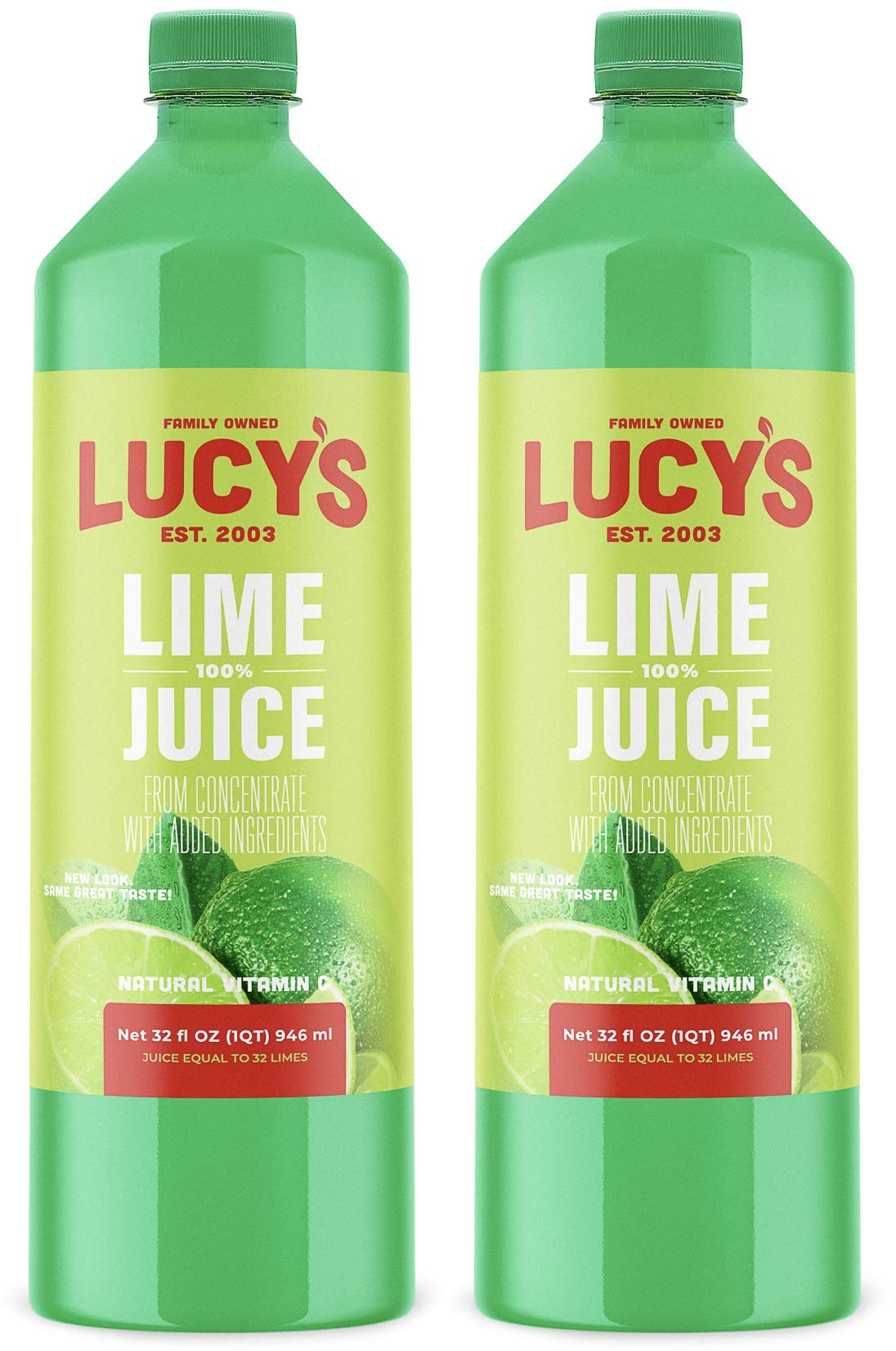 Lucys 100% Lime Juice - 32 Fl Oz Bottle (Pack of 2)