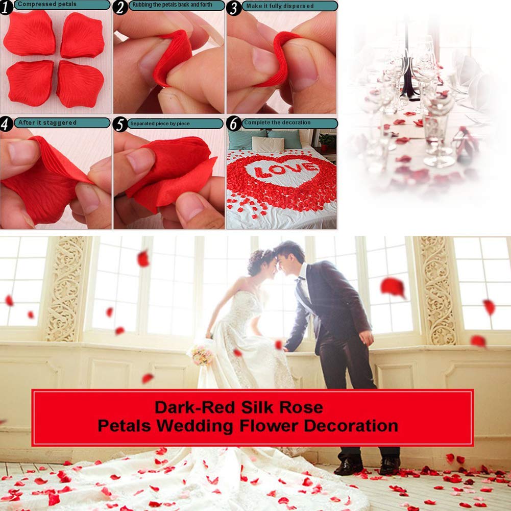 Lzxd 1000 Pieces White Artificial Silk Rose Petals Flower Decoration Wedding Party Color White
