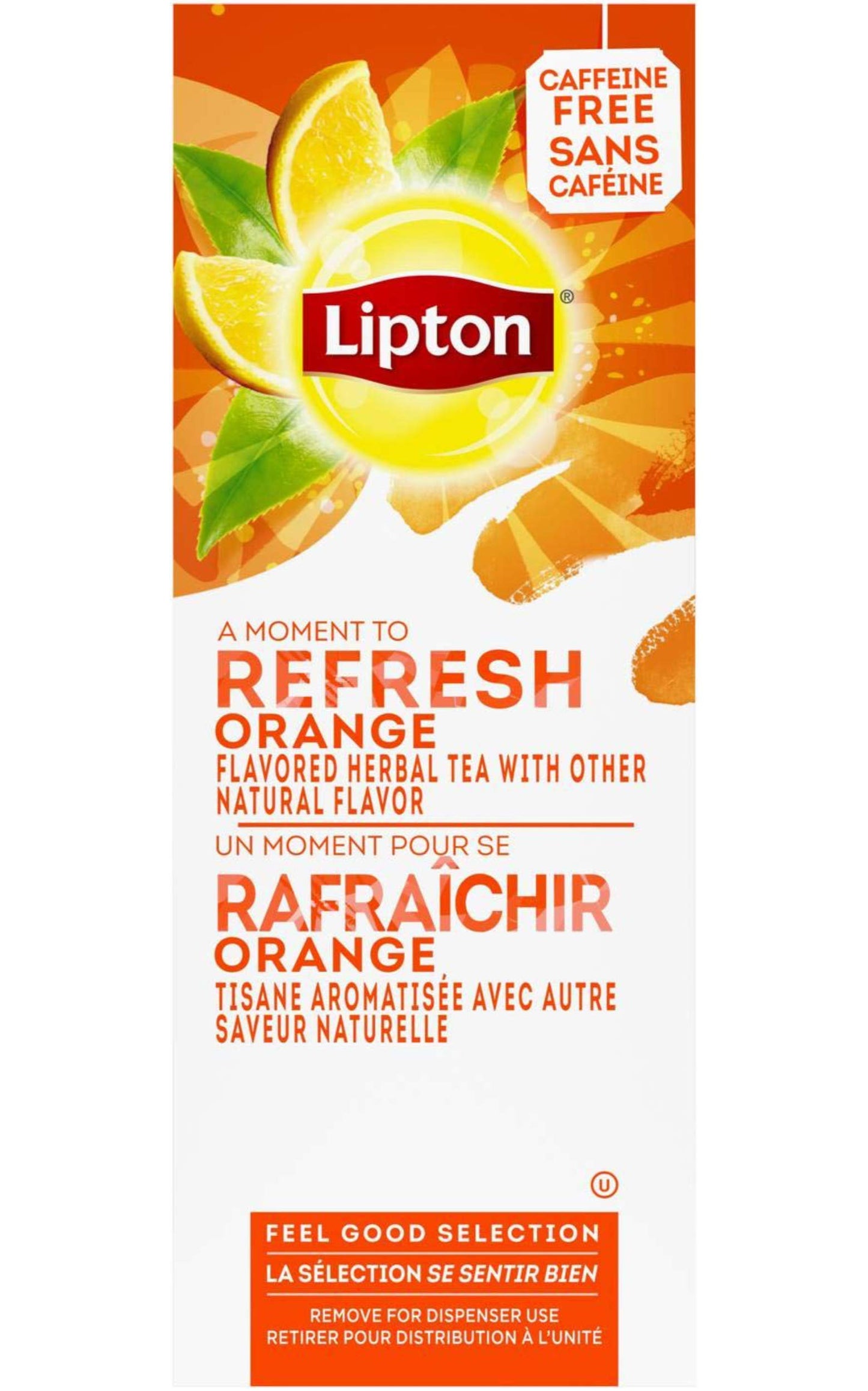Lipton Caffeine Free Orange Herbal Tea, 28 Tea Bags, 2.1oz Box (Pack of 3)
