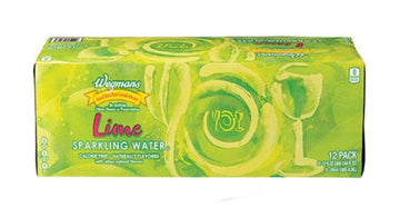 Wegmans Sparkling Water Lime (12 cans pack) | 0 calories | 0 sugar | 0 sodium | Vegan