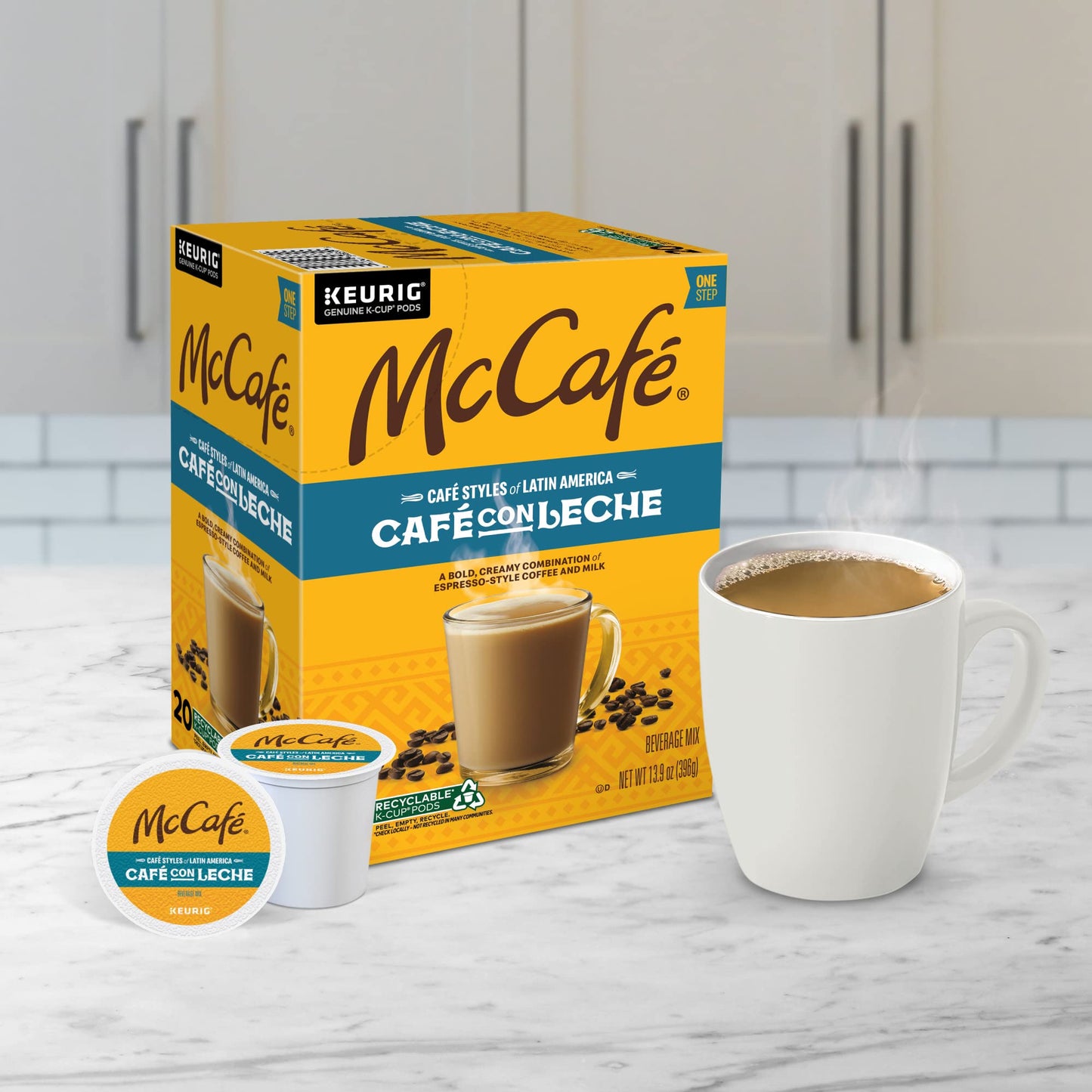 McCafe Cafe Styles of Latin America Cafe con Leche, Keurig Single Serve K-Cup Coffee Pods, 80 Count (4 Packs of 20)