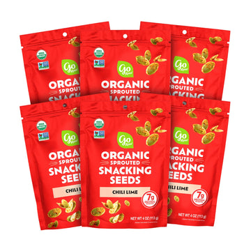 Go Raw Organic Sprouted Chili Lime Sprouted Snacking Seeds, 4 oz, 6 Pack, Pumpkin & Sunflower Seeds, Keto, Kosher
