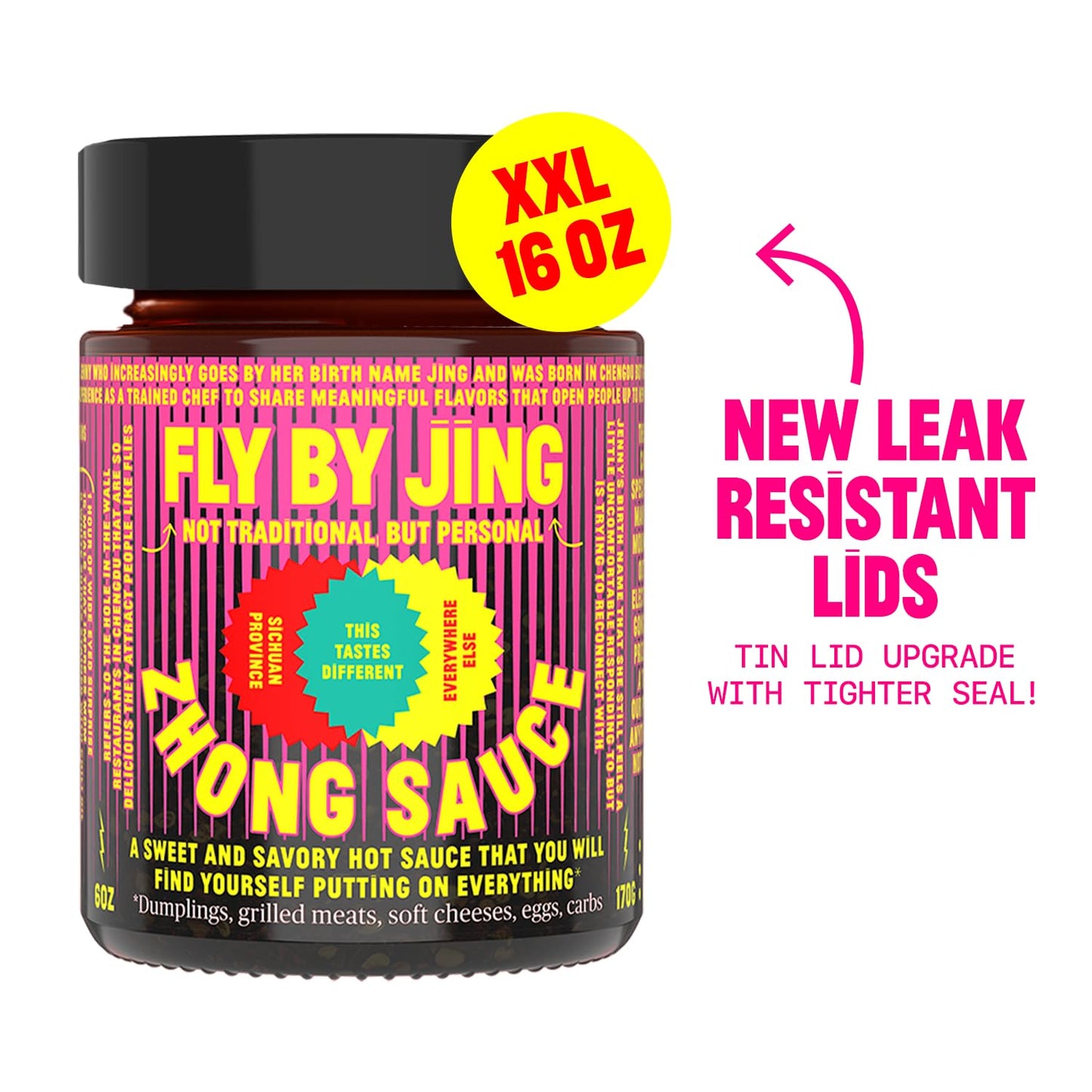 FLYBYJING XL Spicy Sweet Chili Sauce - Perfect for Noodles, Meats, Veggies, and Dumplings - All-Natural and Vegan Zhong Sauce, U