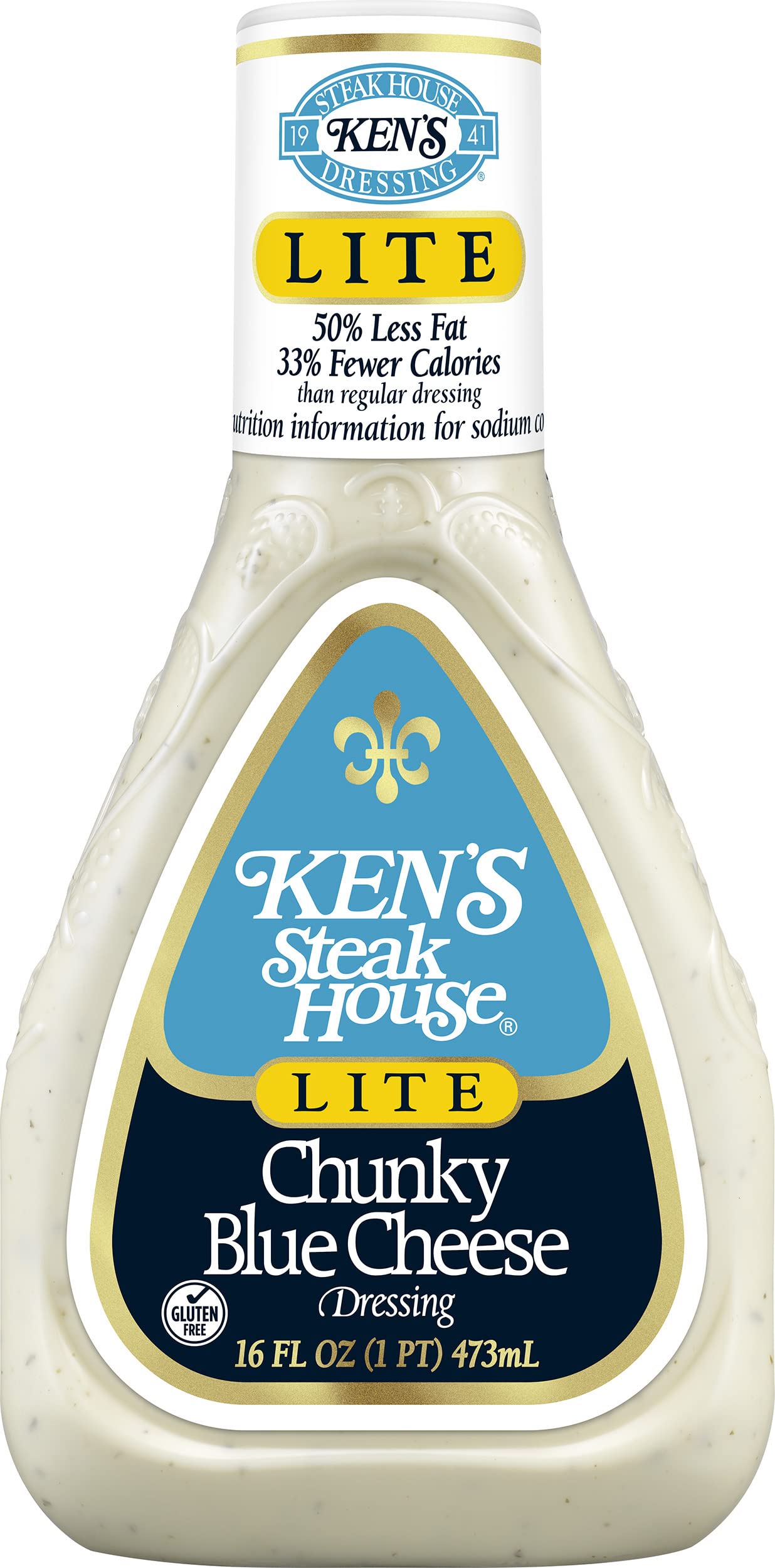 Ken'S Steak House Lite Chunky Blue Cheese Dressing (16 Fl Oz, Pack Of 2)