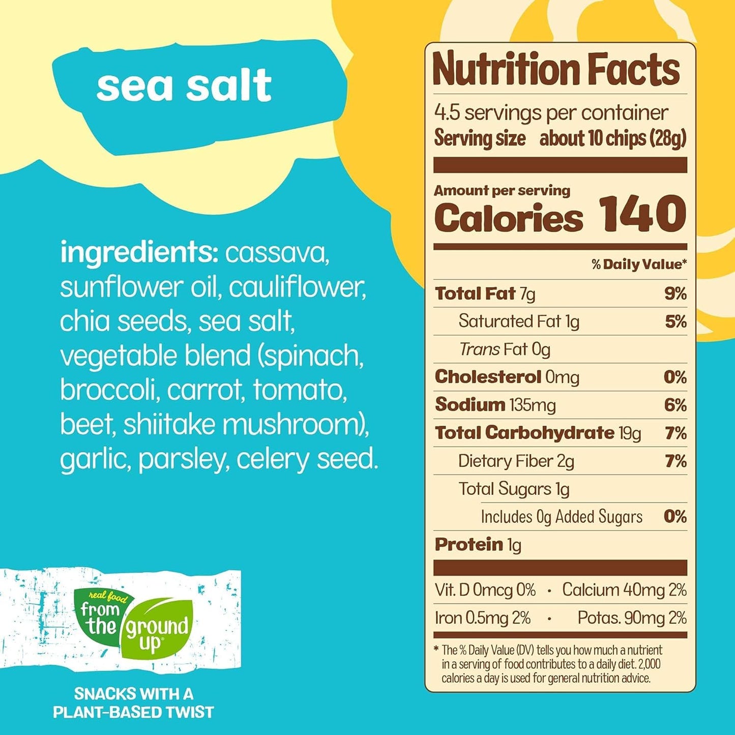 Real Food From The Ground Up Cauliflower Tortilla Chips - 6Count, 4.5 Oz Bags (Salted)