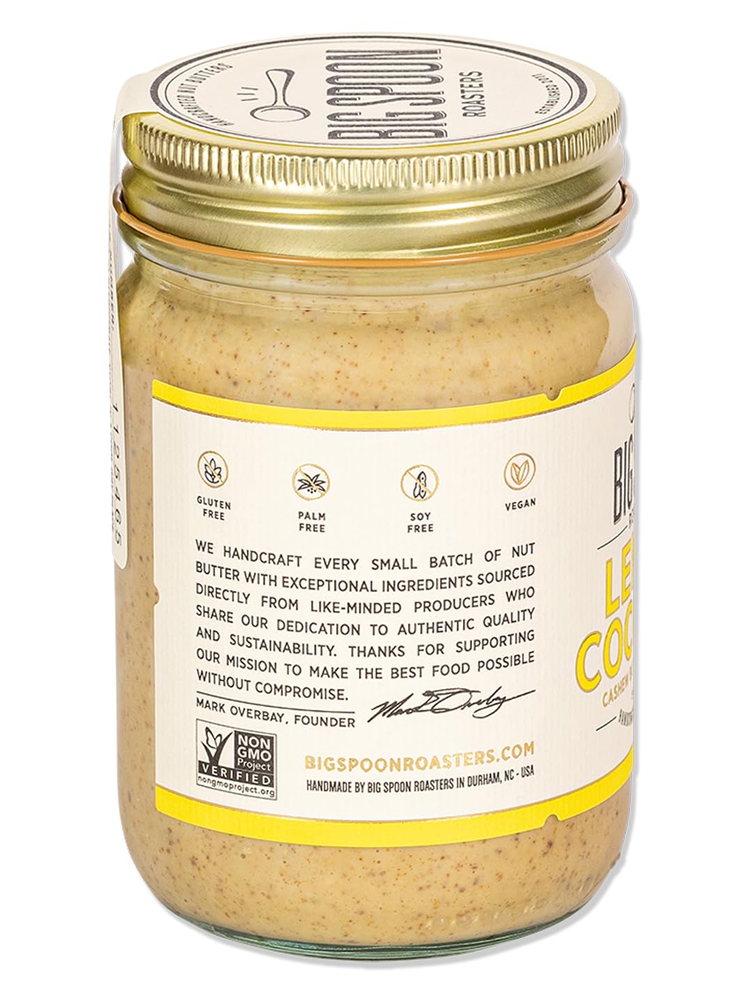 Big Spoon Roasters Lemon Cashew Butter With Sea Salt - Keto Friendly, Fair Trade Cashews - Low Sugar & Palm Oil Free - Natural I