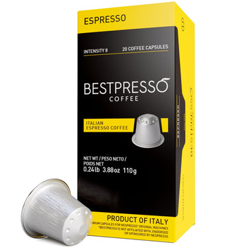 Bestpresso Coffee For Nespresso Original Machine 120 Aluminum Pods Certified Genuine Espresso Espresso Blend (Medium Intensity)