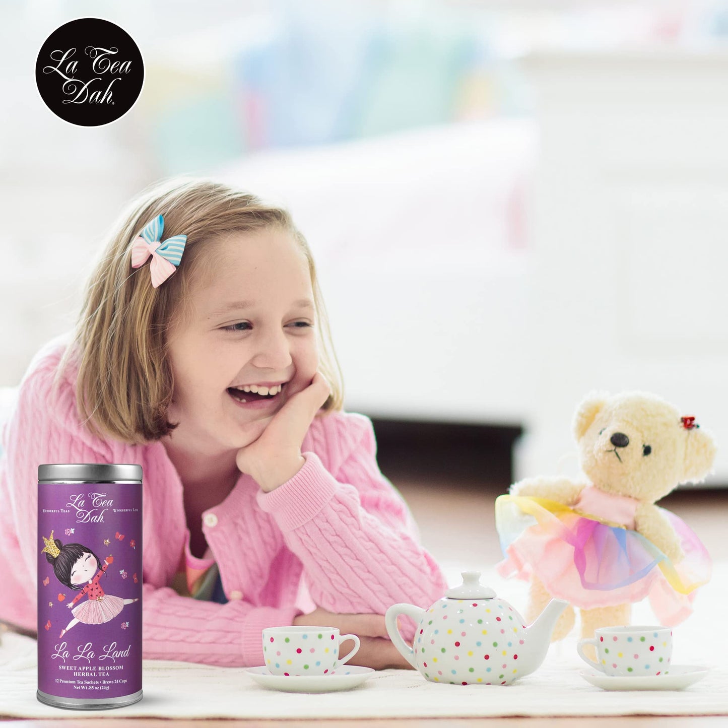 La Tea Dah Sweet Apple Blossom Childrens Tea, Caffeine-Free Rooibos, 12 Decaf Tea Sachets, Fruity Flavor for Kids