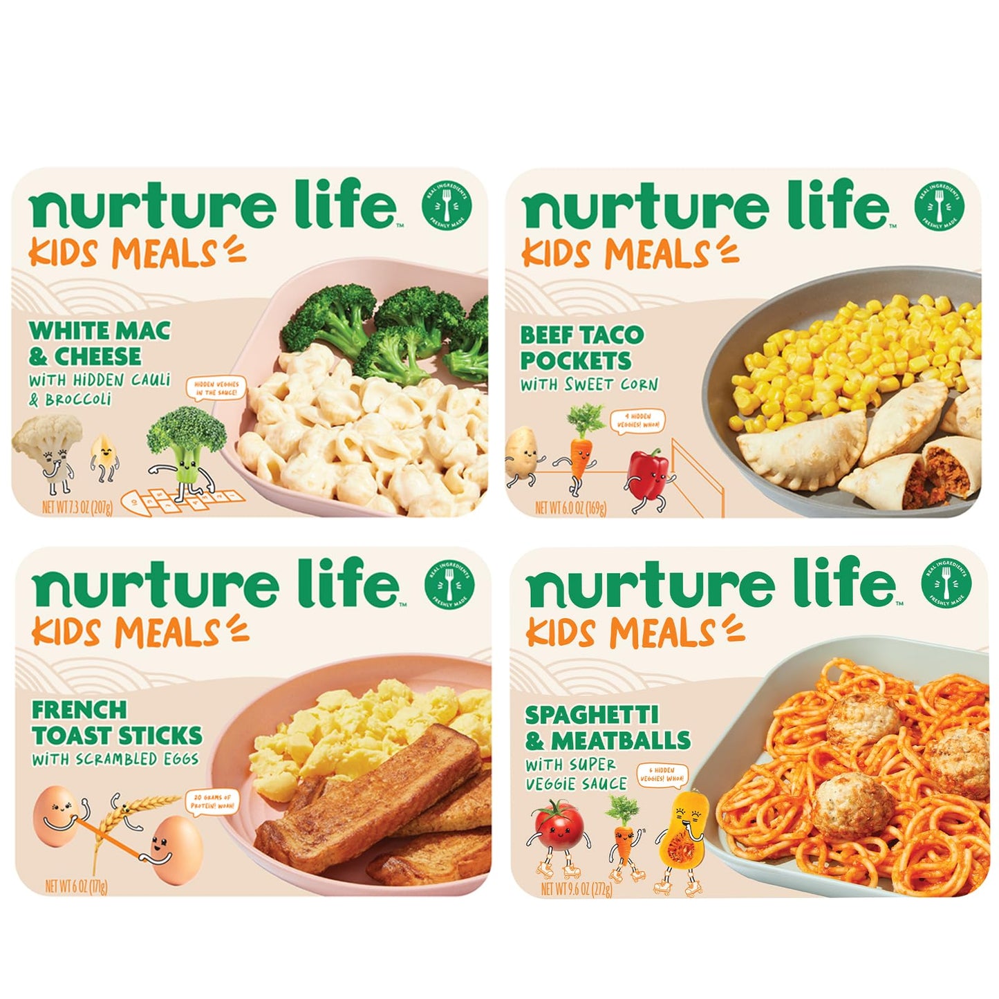 Nurture Life Kids Meals, Healthy Toddler & Kid Favorites, White Mac & Cheese And Beef Taco Pockets, Organic Focus, Toddler Snack