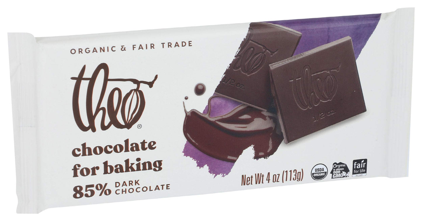 Theo Baking Bar 85% Dark Chocolate, 4 Oz