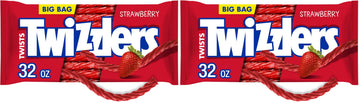 TWIZZLERS Twists Strawberry Flavored Licorice Style, Easter Candy Big Bag, 32 oz (Pack of 2)