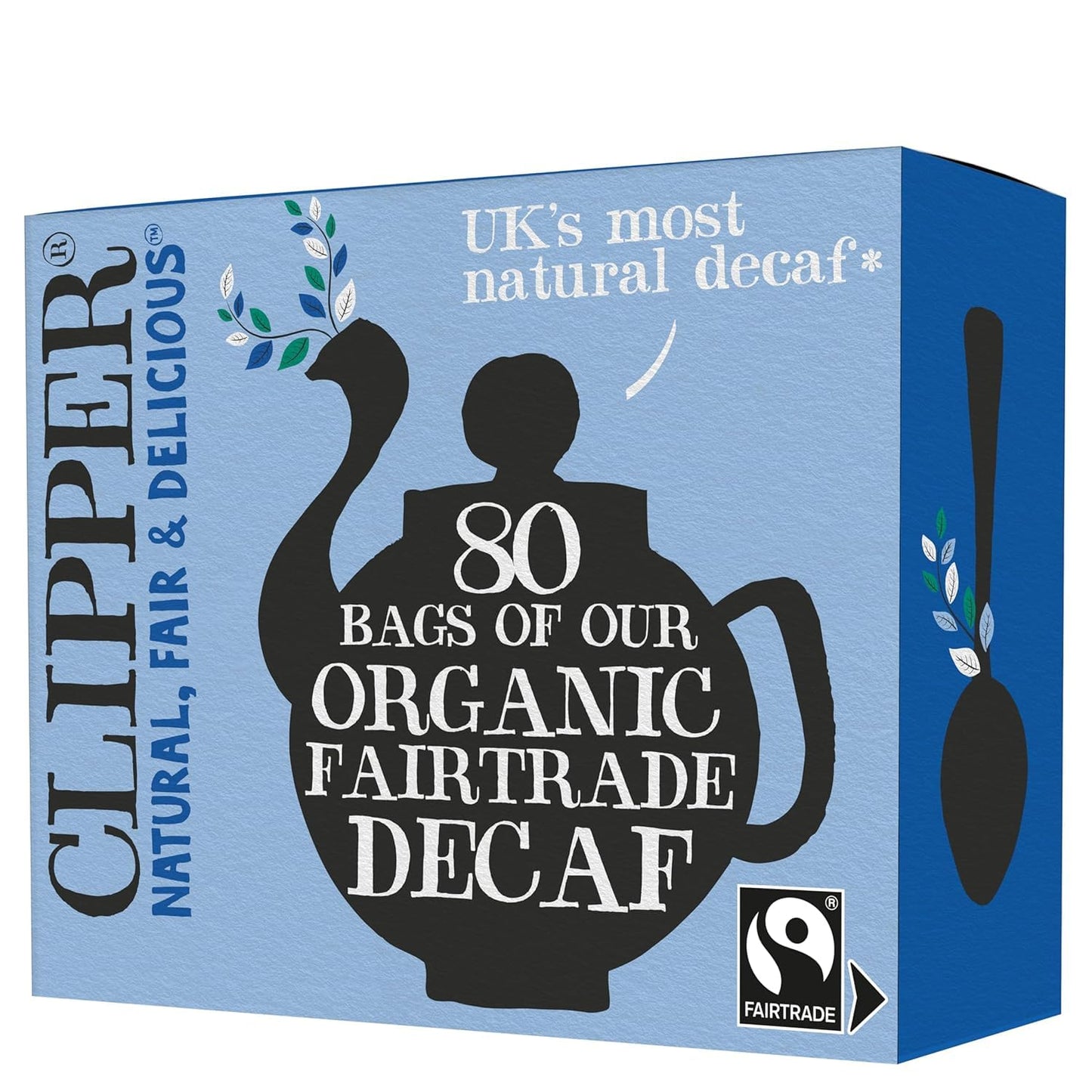 Clipper Tea Organic Decaf, Fairtrade, 80 Unbleached Plastic-Free Bags, 8.2 oz - Natural, Fair & Delicious Tea, 1 Pack