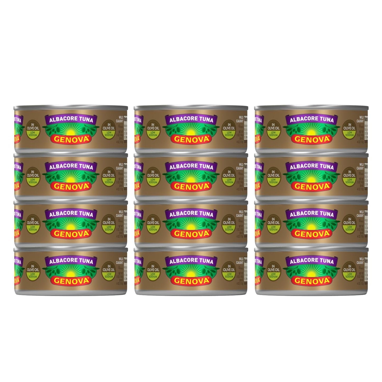 Genova Premium Albacore Tuna In Olive Oil, Low Sodium, Wild Caught, Solid White, 5 Oz. Can (Pack Of 12)