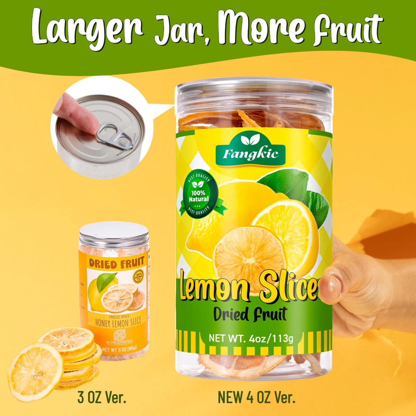 Fangkic Dried Lemon Slices, 100% Natural, Additive-Free, 4oz (113g) for Baking, Cocktails, Potpourri, Crafts