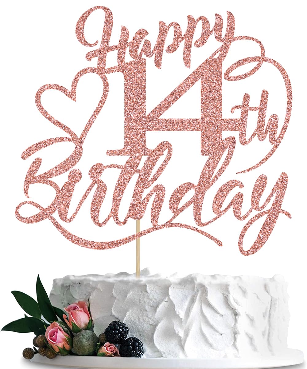 Happy 14Th Birthday Cake Topper For 14Th Men And Women Birthday Party Decorations