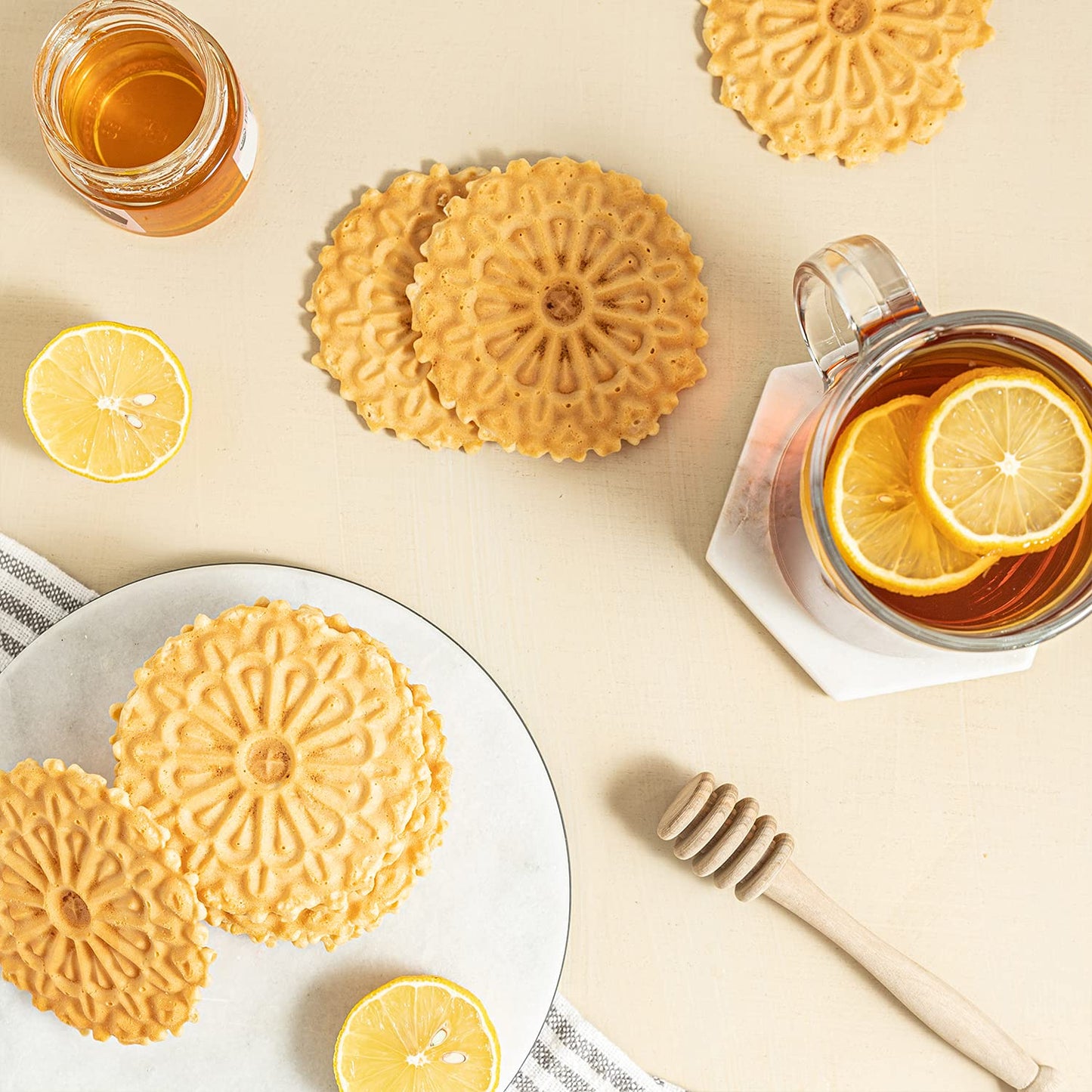 Reko Pizzelle Authentic Italian Style Waffle Cookie, Lemon, 7 Ounce (Pack Of 1)