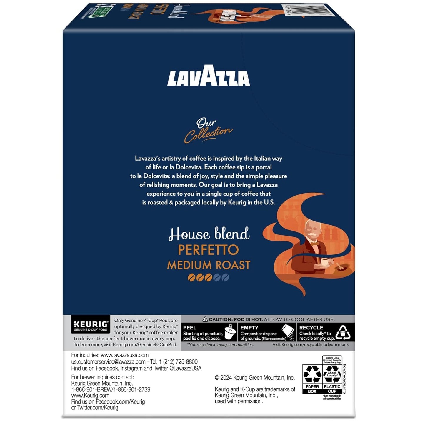 Lavazza House Blend Perfetto Keurig K-Cup Pods, Medium Roast, 100% Arabica, 44 Pods (22 Count Pack of 2)