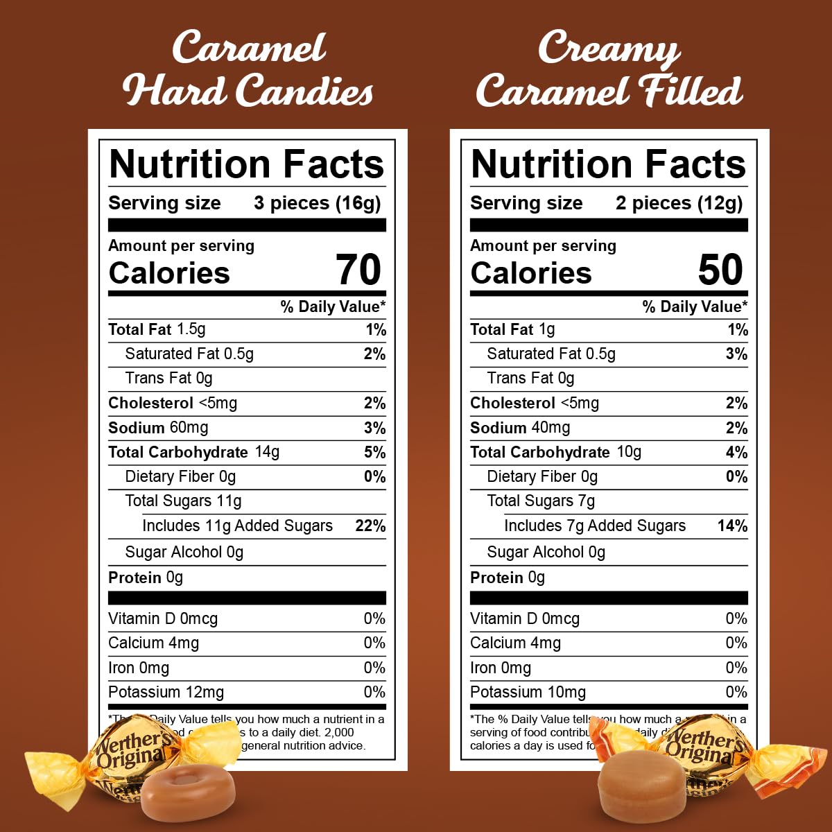 Werther'S Original Hard Caramel & Creamy Caramel Filled Candies, 2 Lb Mix - Individually Wrapped Classic & Creamy Filled Caramel