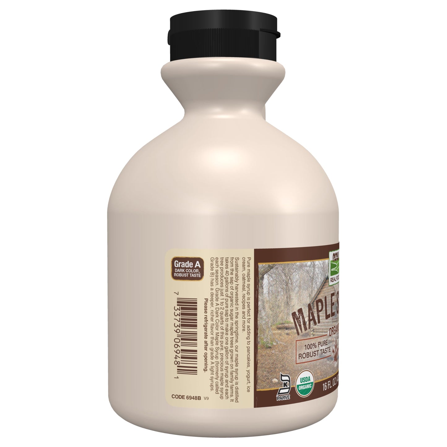 Now Foods, Certified Organic Maple Syrup, Grade A Dark Color, Certified Non-Gmo, Pure, Robust Taste, 16-Ounce