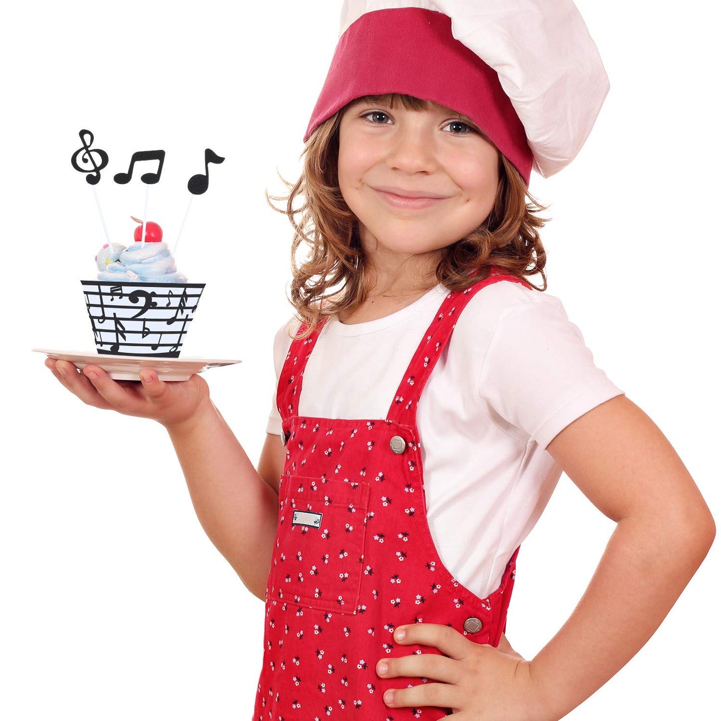 48 Pieces Music Note Cupcake Toppers and Wrappers Musical Symbol Lace Cupcake Liners Paper Baking Cup and Food Picks Toothpicks
