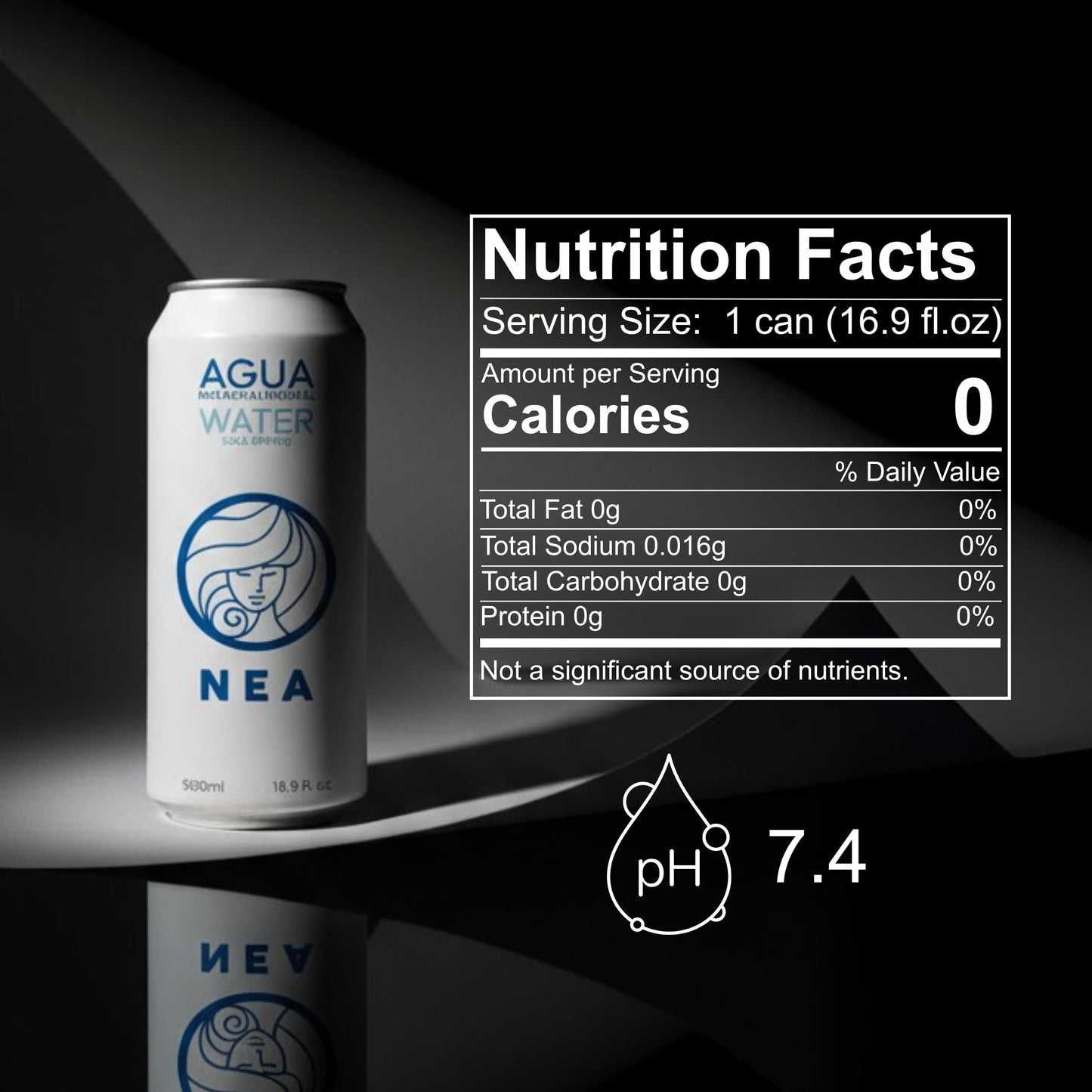 NEA Canned Water - Austrian Alps Spring Mineral Water in Aluminum Cans - Plastic Free BPA Free 16.9oz (1 Case - Pack of 12)