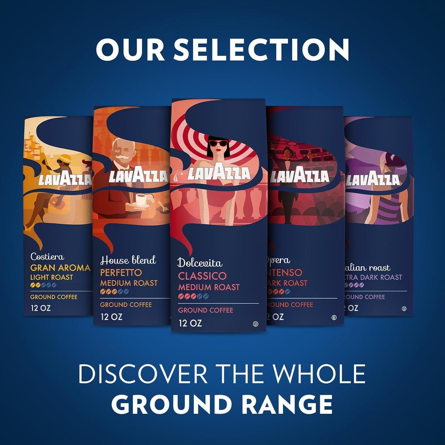 Lavazza Italian Roast Ground Coffee, Dark Roast, Strong & Bold, 100% Arabica, 12oz Bag - Perfect for Coffee Lovers