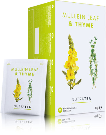 Nutratea - Mullein Leaf & Thyme Tea | Mullein Tea | Mullein Leaf Tea - Mullein Tea For Lungs & Throat - 20 Tea Bags - Herbal Tea