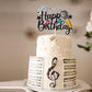 Microphone Happy Birthday Cake Topper Black Glitter Host Music Cake Decor Karaoke Musical Theme Birthday Party Supplies For Boys