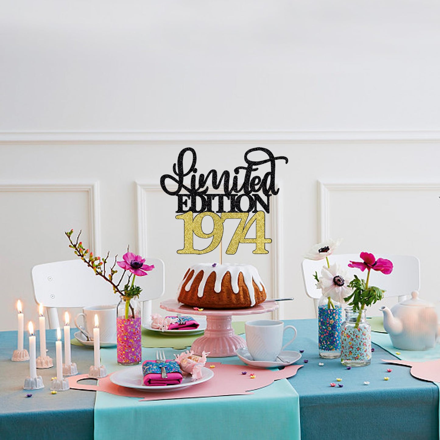 Leetaivie Limited Edition 1974 Cake Topper, Happy 50Th Birthday Cake Topper, Men And Women Cheer 50 Years /50 & Fabulous Cake De
