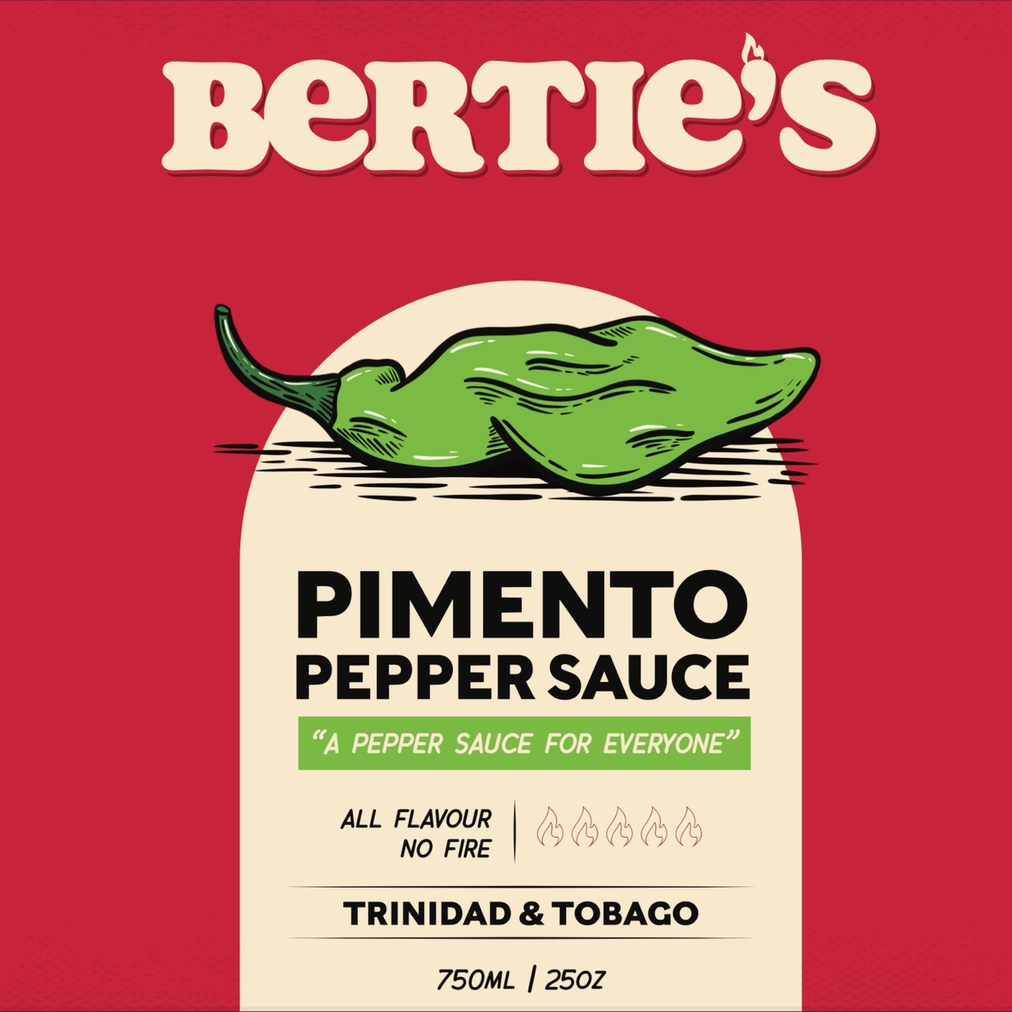 Bertie'S Trinidad Pepper Sauces (26Oz./750Ml) (Pimento 750Ml) | Adds Wonderful Flavour And Aroma Without The Heat To Dish | Seas