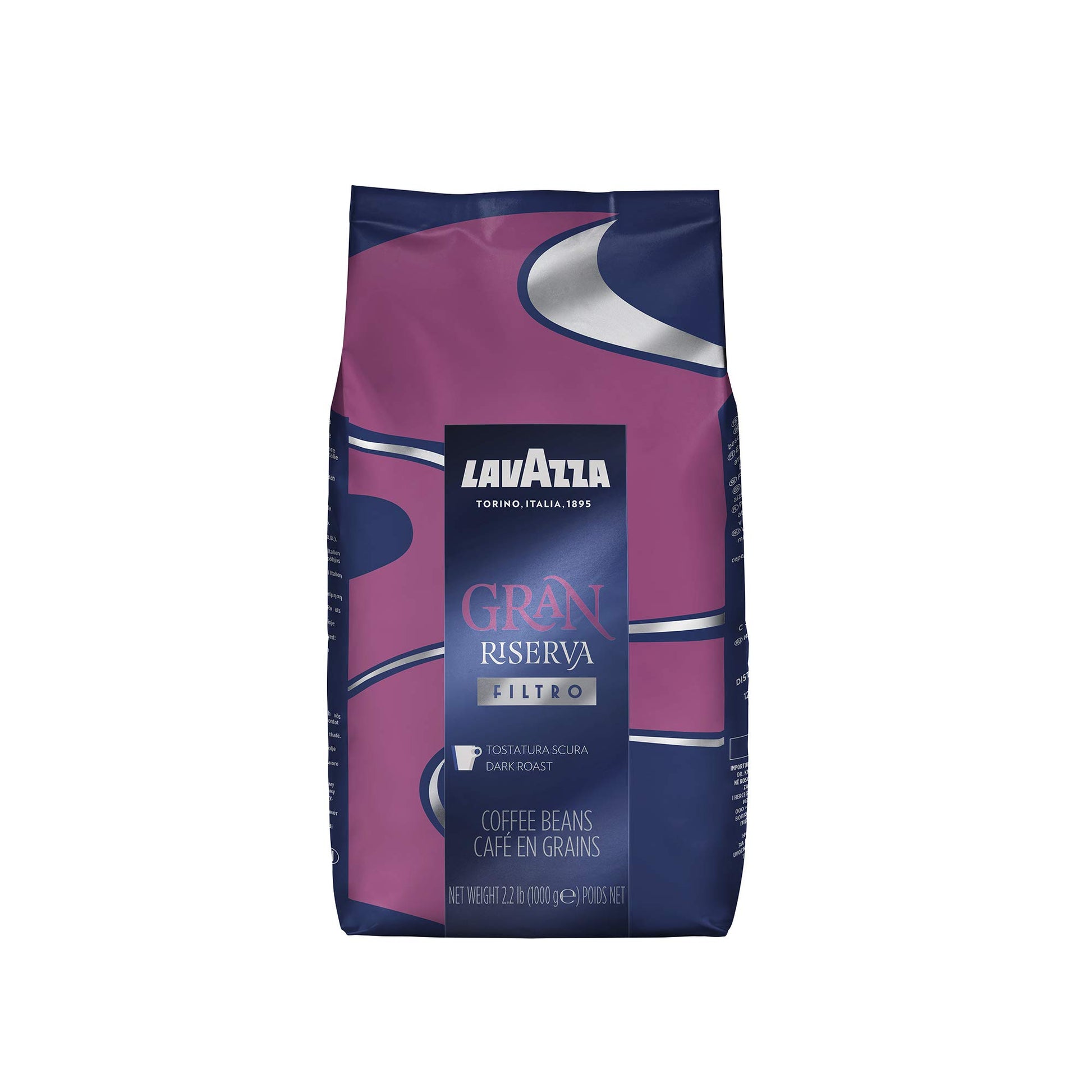 Lavazza Gran Riserva Filtro Whole Bean Coffee Dark Roast 2.2Lb Bag, 100% Natural Arabica, Authentic Italian, Cocoa And Caramel Aromatic Notes