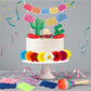 CroBlissful Mexican Fiesta Cake Topper - 39 Pcs Papel Picado Flags & Flower Decor, Red/Green/White