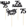 Gyufise 24Pcs Black Glitter 75Th Birthday Cupcake Toppers Hello 75 Seventy Five 75 Cake Toppers 75 Fabulous Cupcake Picks For 75