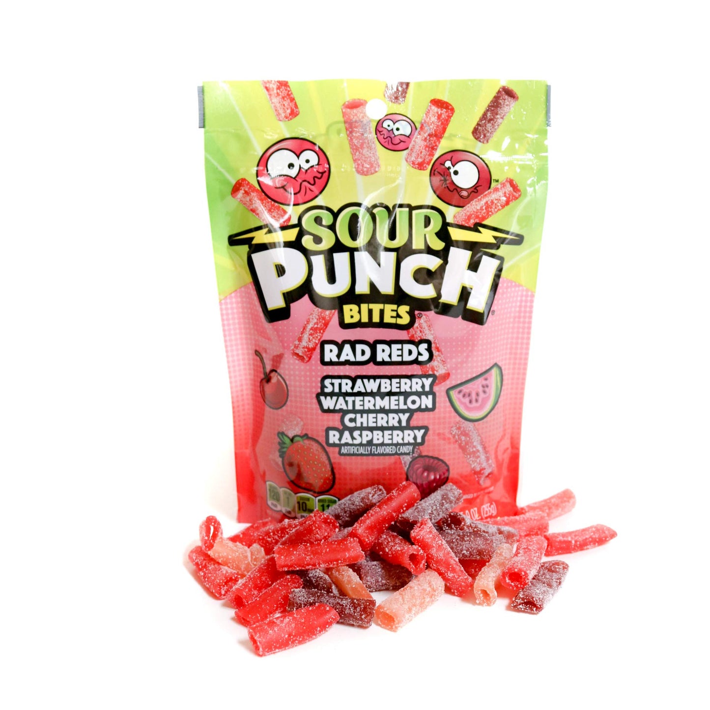 Sour Punch Bites, Cherry, Strawberry, Watermelon & Raspberry Favorite Red Flavors, Chewy Candy, 9Oz Bag (12 Pack)