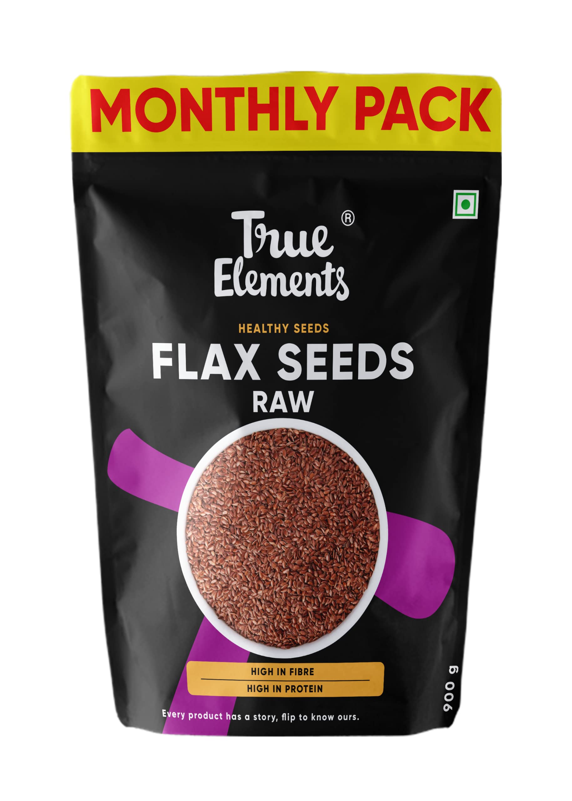 True Elements Flax Seeds For Hair Growth 900G - Non Gmo Alsi Seeds | Rich In Fibre And Omega -3 | Seeds For Eating | Diet Snacks | Raw Seeds | Alsi Seeds